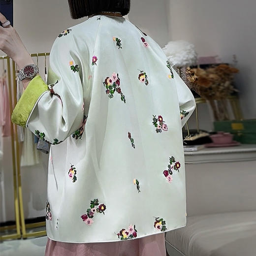KDS-2507新中式国风刺绣醋酸外套高端女装春秋款正反两穿复古上衣 商品图4