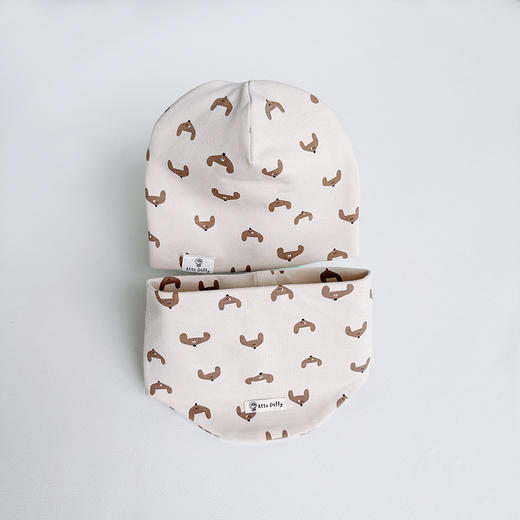 秋冬季棉质宝宝套头帽围脖套装 透气吸汗儿童帽子围巾两件套 商品图8