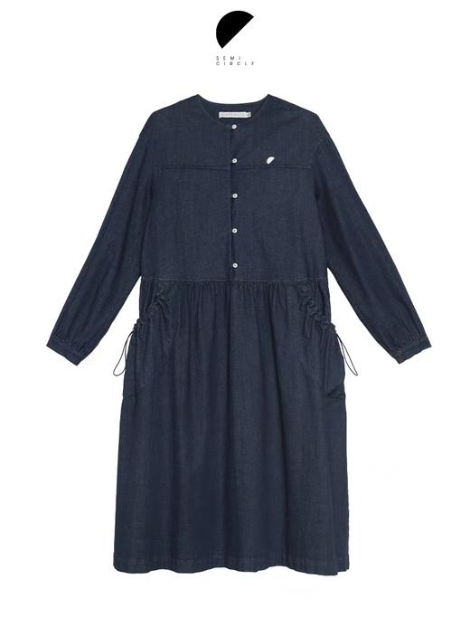 半圆/D24310333/抽绳长袖牛仔连衣裙 商品图3