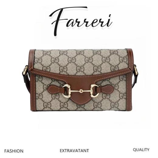 G家G家 1955 Horsebit 马衔扣老花LOGO 帆布拼皮革 盒子包单肩斜挎包 迷你男女同款 商品图0