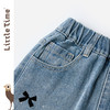 littletime女童阔腿牛仔裤春秋宽松长裤2024新款印花儿童直筒裤子 商品缩略图2