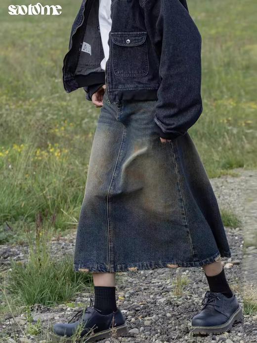 早乙女惠子saotome/STMQZ243286/黄泥染牛仔半裙 商品图1