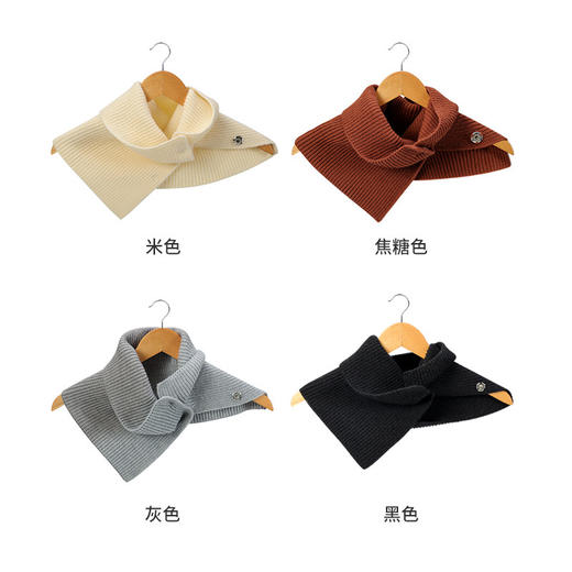 冬季围脖女士百搭韩版简约南极绒开叉围巾披肩纯色半高领保暖脖套 商品图4