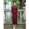 中国风植绒弹力，提花长款复古旗袍GX-281915 商品缩略图2