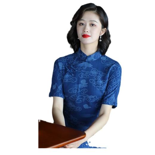 OY-24282中国风优雅复古女装夏季新款棉麻印花日常改良连衣裙24282 商品图4