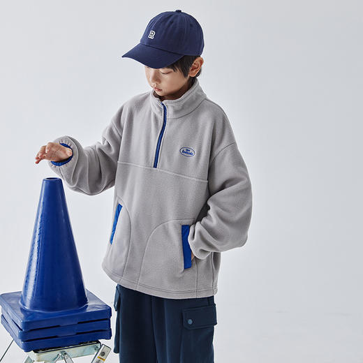 蓝汽水新款立领摇粒绒卫衣男童亲子柔软蓬松双面绒加厚外套 商品图4