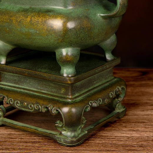 吉祥古法香炉 带座朝冠耳马蹄熏炉 商品图3