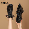 Safiya/索菲娅2024 英伦风圆头漆皮亮面时尚百搭系带粗跟踝靴马丁靴 SF43112047 商品缩略图1