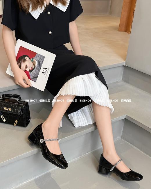 新品女士漆皮粗跟百搭少女时尚单鞋547B43509（W） 商品图5