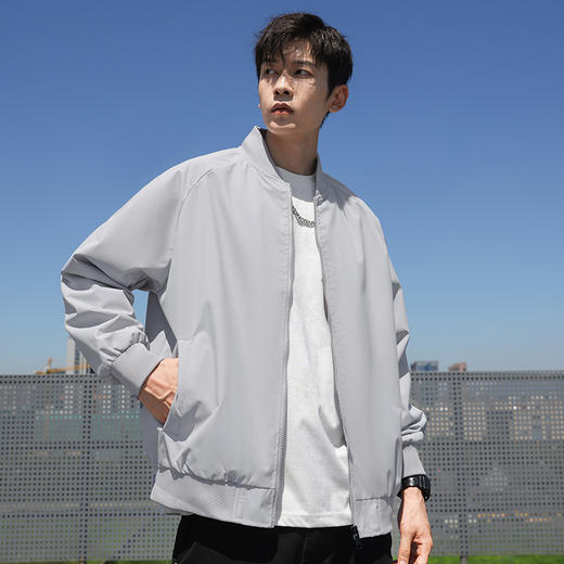 半身缘男装 秋季棒球领宽松简约百搭棒球服夹克2406 商品图2