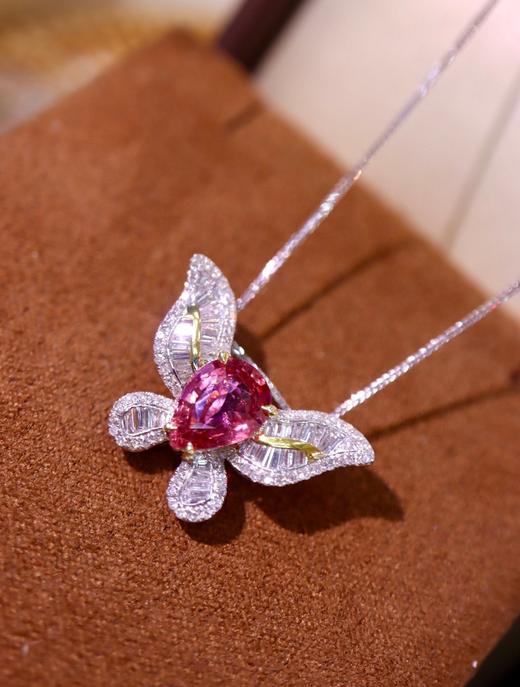 18K无烧粉蓝宝石戒指吊坠两用款 商品图3