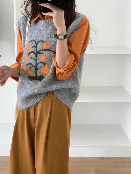 韩铃兰花马海毛马甲 商品图2