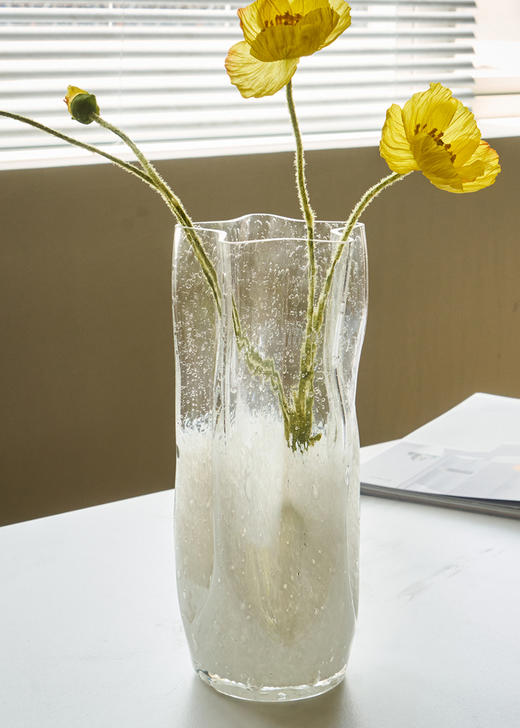 北欧风直筒渐变方口幻彩玻璃花瓶创意五角星口气泡瓶鲜花客厅装饰 商品图13