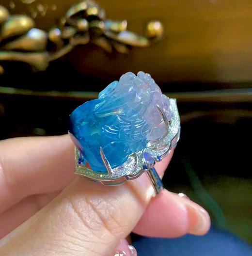 18k金 宝石蓝碧玺貔貅戒指两用款 商品图2