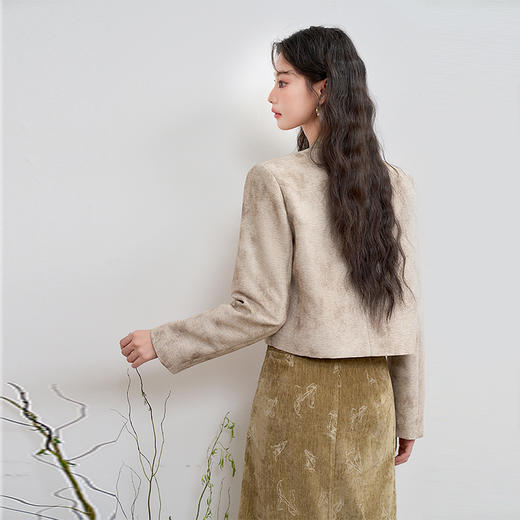 西遇新中式短款外套女新款晕染复古不规则搭片西装开衫13442543 商品图4