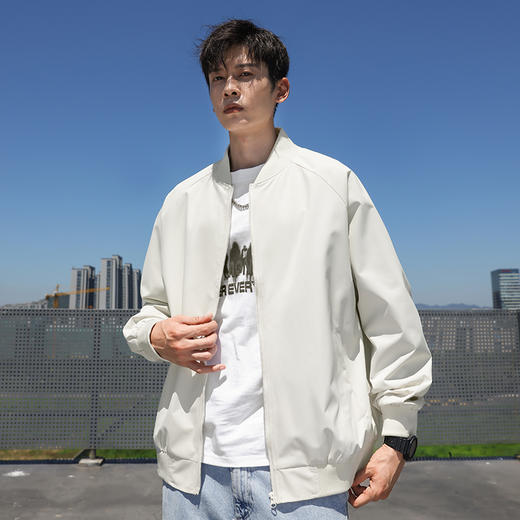半身缘男装 秋季棒球领宽松简约百搭棒球服夹克2406 商品图1