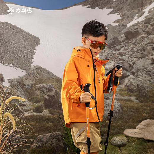 力丼田亲子款户外全压胶暴雨级别防水33000+透湿7400+单层冲锋衣 漠长河 橙色 L2221S096CAOE 商品图7