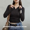 马登竖条纹肌理针织长袖亨利衫弹力修身日常百搭T恤纯色打底衫春秋女 商品缩略图4