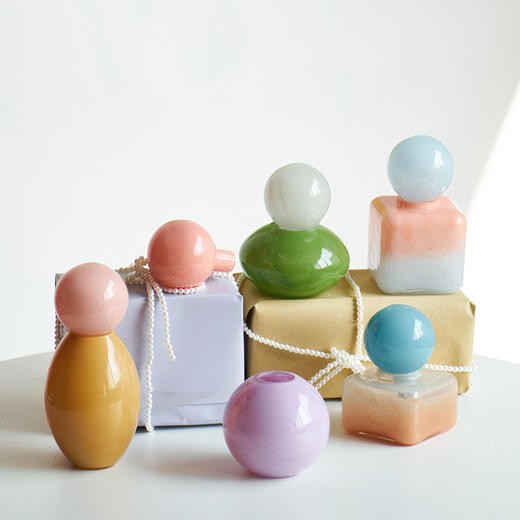 北欧多巴胺彩色香薰瓶创意奶油风小口台面摆件居家样板房台面装饰 商品图0