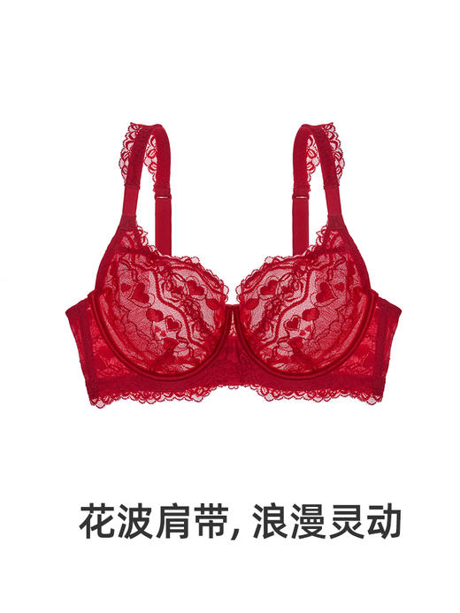 【心动季节】遐内衣全罩杯全蕾丝秋冬防下垂微聚拢大胸显小文胸薄 商品图4