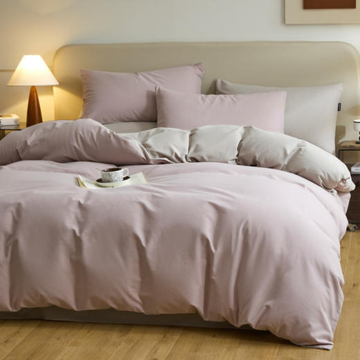 老米优品🎈muji代工厂《A类婴儿级 温暖磨毛四件套纯色长绒棉双拼款》全棉磨毛 四件套床品！秋冬款新疆长绒棉~ 商品图3