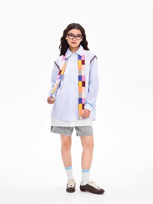 heris/H43109/蓝色格纹假两件衬衫 商品图2