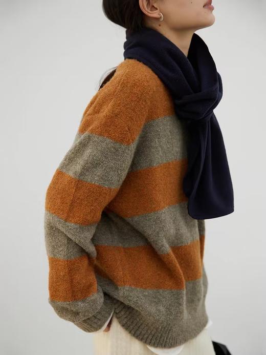 步履不停/3D13179C/圆领圈圈条纹套头毛衣 商品图1