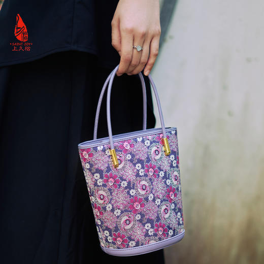 SAINTJOY/上久楷  宋锦拎包 孔雀羽团花锦 手拎包 BWS24A0105-E（不含礼盒包装） 商品图2