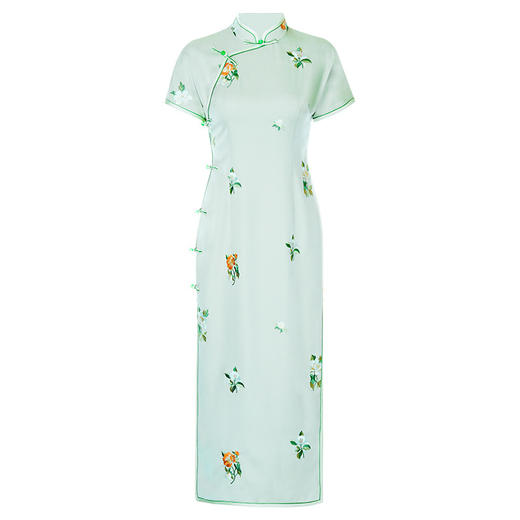 OY-24261中国风优雅气质旗袍夏季2024新款年轻款缎面刺绣日常改良款24261 商品图4