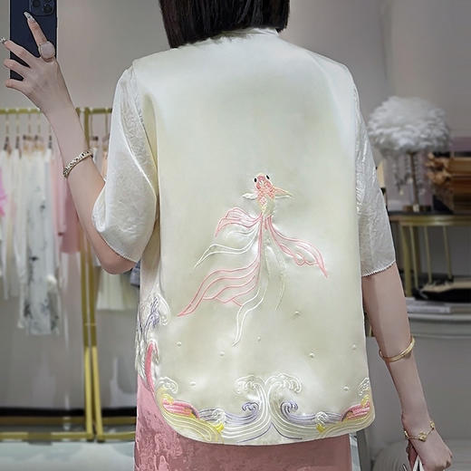 KDS-2509女装中国风刺绣醋酸马甲秋季新款新中式外搭坎肩背心马夹 商品图4
