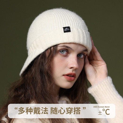 秋冬季新款针织帽子毛线短檐鸭舌帽女南极绒百搭保暖防风抗寒护耳 商品图2