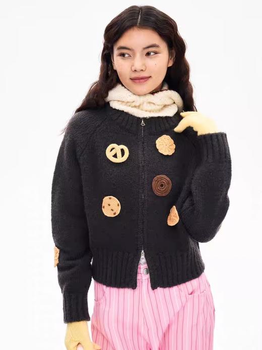 heris/H43102/饼干钩花开衫毛衣 商品图4