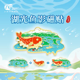 千岛湖磁贴年年有余湖光鱼影组合冰箱贴