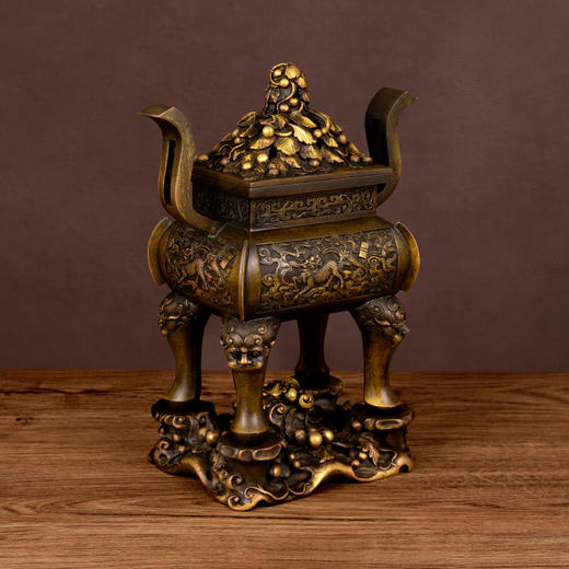 吉祥古法香炉 朝冠耳麒麟诵经熏炉 商品图8