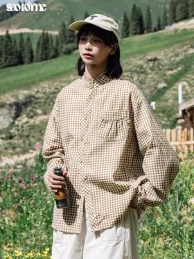 早乙女惠子saotome/STMCS243154/格纹木耳边领长袖衬衫