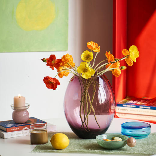 北欧风糖果色玻璃储物罐简约彩色大肚子花瓶居家台面玄关餐台摆件 商品图6