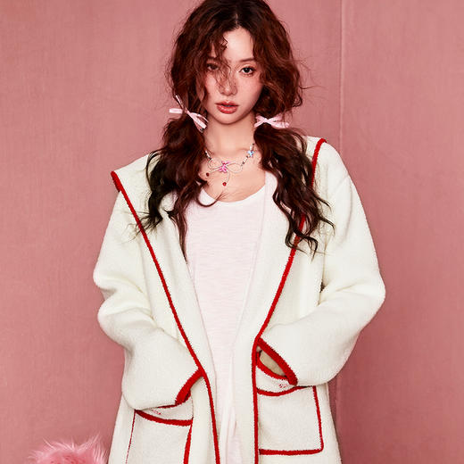 好奇蜜斯半边绒珊瑚绒睡衣秋冬睡袍女长款加厚加绒外穿家居服浴袍  Dalin 黛琳 商品图0