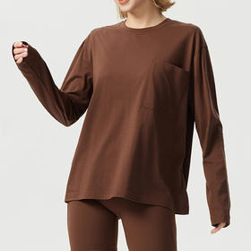 跃牌【周游世界系列】秋冬新款瑜伽服女美国PIMA棉高士线口袋圆领长袖柔软亲肤透气 TP0792