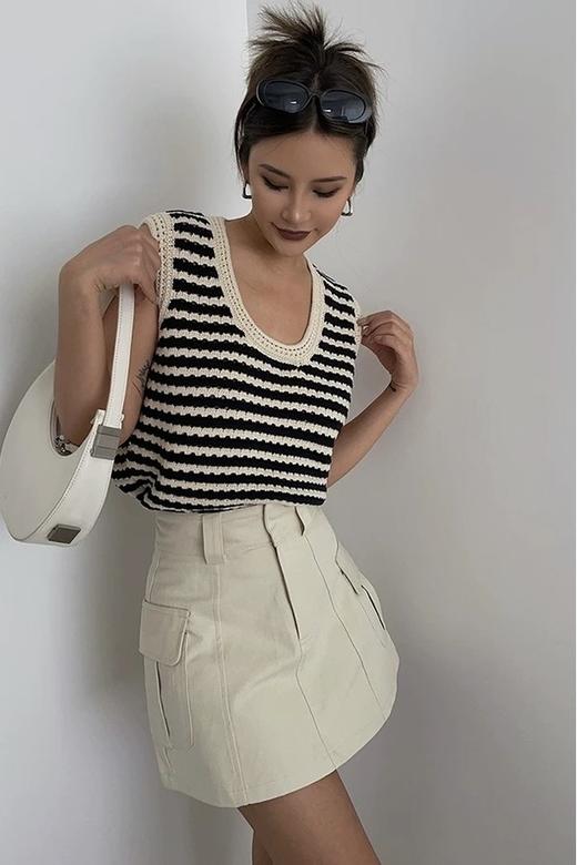 LNNNS 黑白镂空针织上衣 16804 商品图2