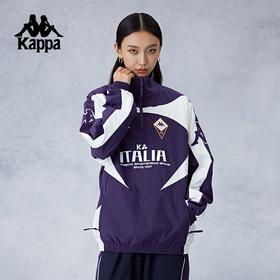 Kappa卡帕背靠背防泼水外套女梭织半拉链夹克复古球衣运动上衣男KPCGCJJ50