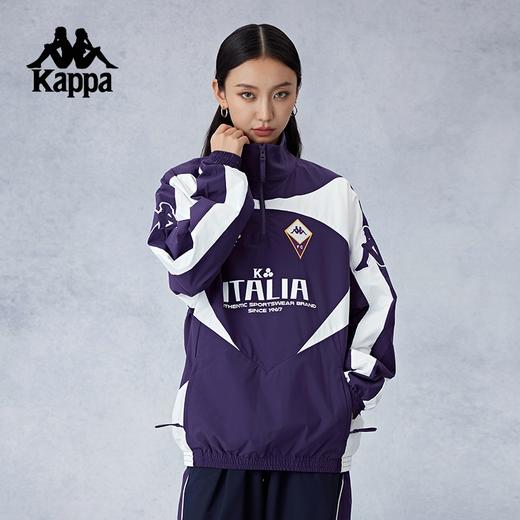 Kappa卡帕背靠背防泼水外套女梭织半拉链夹克复古球衣运动上衣男KPCGCJJ50 商品图0
