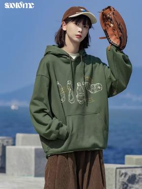 早乙女惠子saotome/STMWY243190/延续款手绘印花连帽卫衣