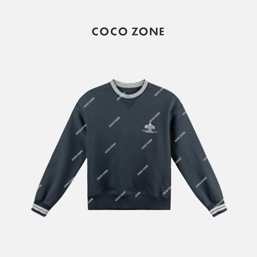 COCO ZONE 100棉设计感圆领条纹撞色卫衣 CC1C1836 商品图0