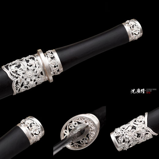 迷你小龙泉 黑檀银花丝 沈州作品 短剑 小短剑  龙泉沈广隆手工传统收藏宝剑 未开刃 商品图4