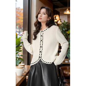 9/10奢姿大码女装2024秋冬减龄木耳花边简约针织衫胖妹妹时尚百搭上衣9844634074