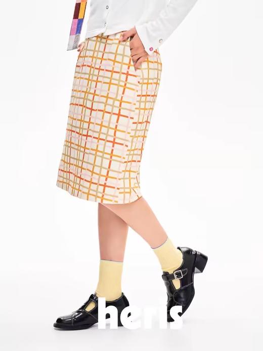 heris/H43123/橘子格纹印花半裙 商品图0