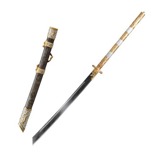 康熙战刀 沈州作品 龙泉沈广隆宝剑一体刀剑 手工传统收藏宝剑  未开刃 商品图6