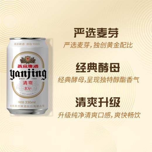 燕京啤酒 10°P清爽新升级啤酒330ml*24听 整箱 特制白听 商品图3