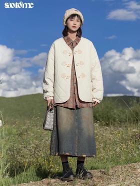 早乙女惠子saotome/STMQZ243286/黄泥染牛仔半裙