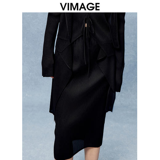 VIMAGE纬漫纪高腰包臀黑色显瘦半身裙秋季新款V2206808 商品图2